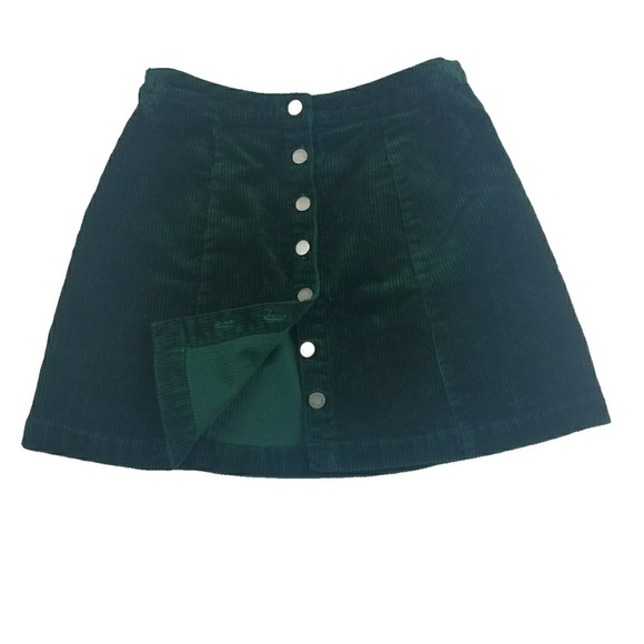 Forever 21 Dresses & Skirts - Corduroy Forever 21 Womens Green Skirt Full Button